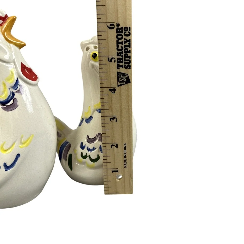 Vintage‎ Rooster Hen Salt Pepper Shakers Japan Farmhouse Ceramic Set